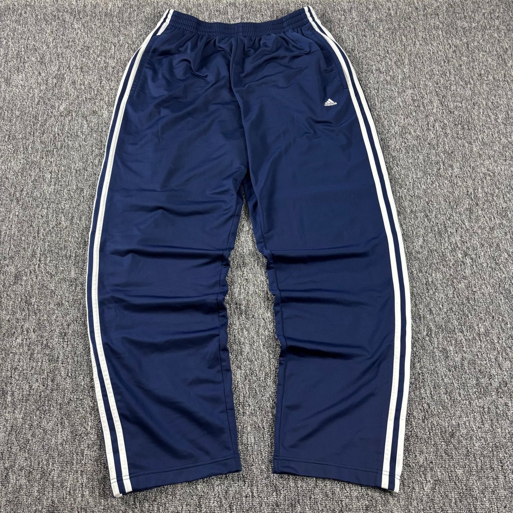 Baggy Y2K Vintage Adidas Breakaway Track Pants Navy Blue XL Full Snap Buttons
